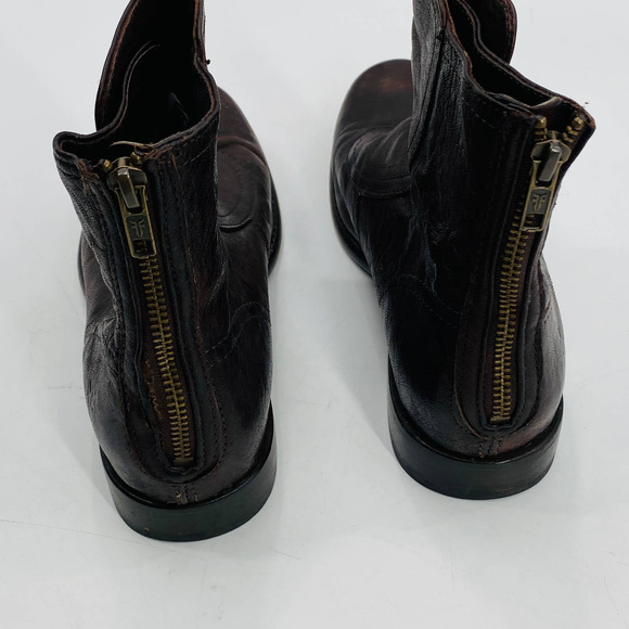 Frye Women's Phillip Military Zip Boot Dark Brown Leather Size 37 - Picture 9 of 10